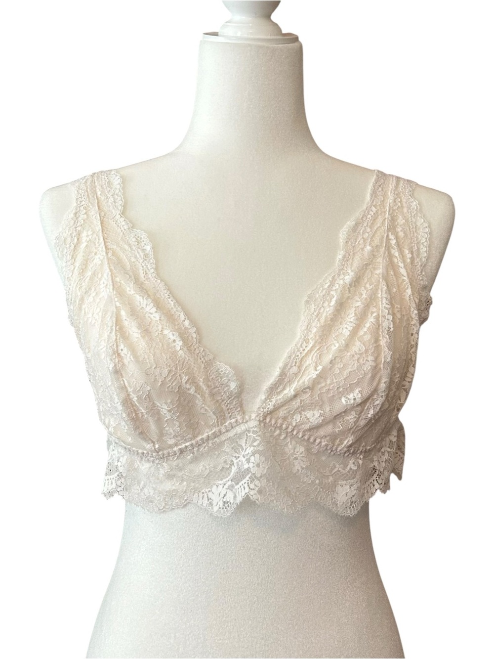 Victoria’s Secret Floral Lace Unlined Bralette Women’s SZ XL in Off White